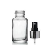 30ml Clear Glass Atlas Bottle and Black and Silver Atomiser Spray