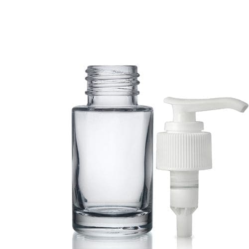 30ml Clear Glass Simplicity Bottle & White Lotion Pump
