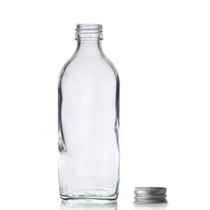 200ml Clear Flask Bottles w Aluminium Cap