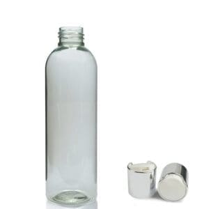 200ml rPET Boston Bottle & Silver Disc Top Cap