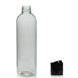 250ml RPET Boston bottle w black disc