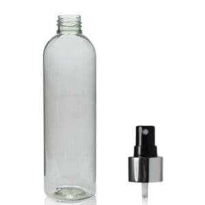 250ml RPET Boston bottle w black sil spray