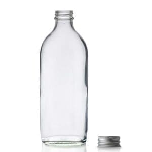 300ml Clear Glass Flask Bottle & Aluminium Cap