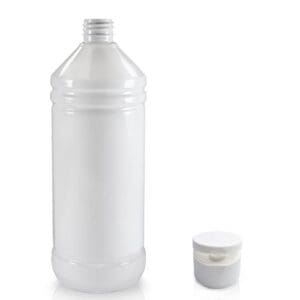1 Litre White Plastic Bottle With Flip Top Cap