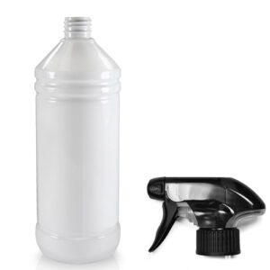 1 Litre White Plastic Bottle & Trigger Spray
