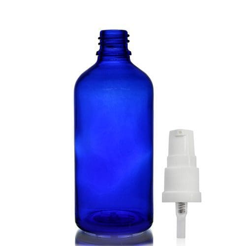 100ml Blue Glass Dropper Bottle With Lotion Pump