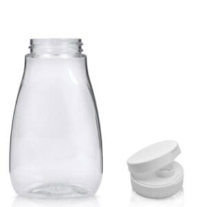 180ml Plastic Squeezy Sauce Bottle & White Flip Top Cap