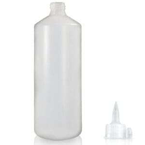 1 Litre Natural HDPE Plastic Round