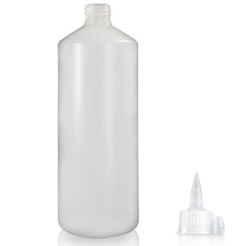 1 Litre Natural HDPE Plastic Round
