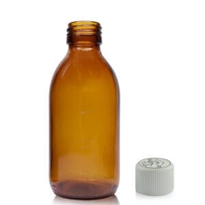 200ml Amber Glass Syrup Bottle With Child Resistant Cap