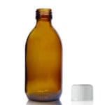 250ml Amber Glass Sirop Bottle & 28mm White CR Cap