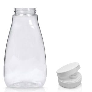 250ml Plastic Squeezy Sauce Bottle & White Flip Top Cap