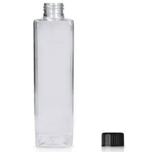 250ml Tall Clear PET Square Bottle & Screw Cap