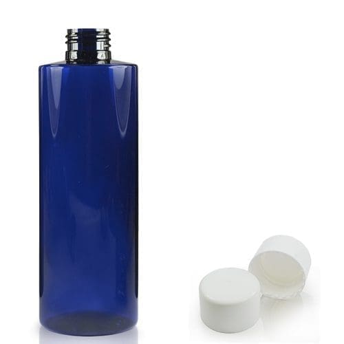 250ml Blue Plastic Bottle With Smooth White Cap