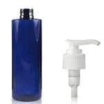 250ml Cobalt Blue PET Plastic Bottle & Lotion Pump