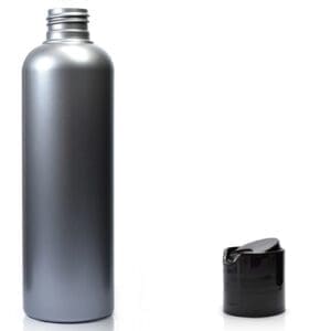250ml Silver Plastic Bottle With Disc Top Cap