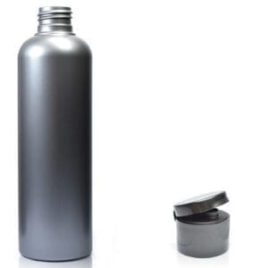 250ml Silver Plastic Bottle & Flip Top Cap