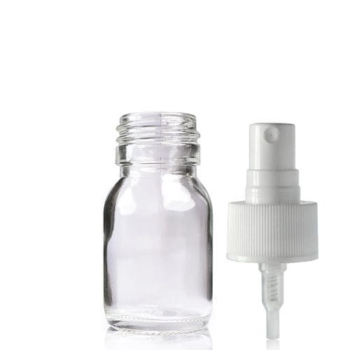30ml Clear Glass Sirop Bottle w White Atomiser