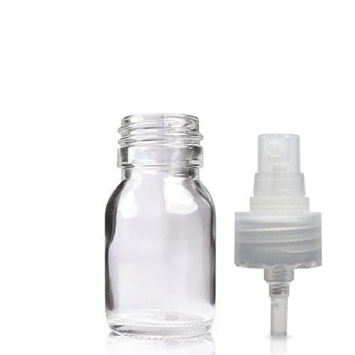 30ml Clear Glass Sirop Bottle w natural Atomiser
