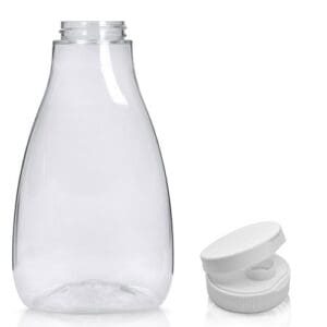 425ml Plastic Squeezy Sauce Bottle & White Flip Top Cap