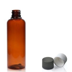 100ml Amber Plastic Bottle & Plastic Cap