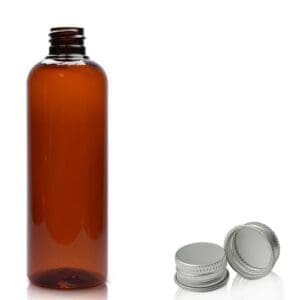 150ml Amber Plastic Bottle & Silver Cap
