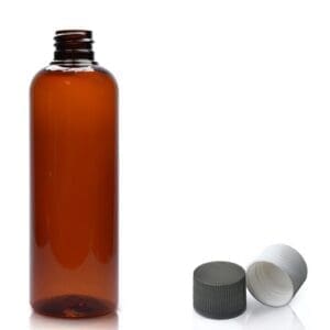 150ml Amber Plastic Bottle & Plastic Cap