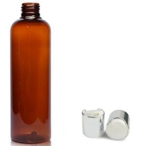 250ml Amber Plastic Bottle With Disc Top Cap