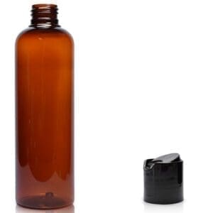 250ml Amber Plastic Bottle With Disc Top Cap