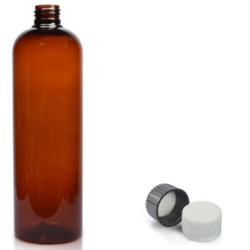 500ml Amber Plastic Bottle & Screw Cap