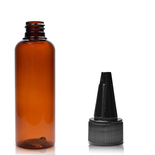 100ml Amber Plastic Bottle With Spout Cap