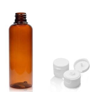 100ml Amber Plastic Bottle With Flip Top Cap