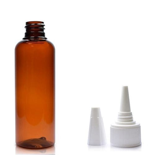 100ml Amber Plastic Bottle With Spout Cap