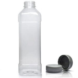 1000ml Clear PET Square Juice Bottle With Tamper Evident Cap