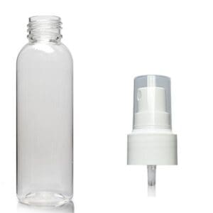 100ml clear PET plastic bottle with spray