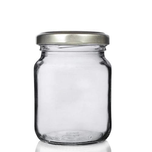 150ml E Clear Glass Jar w silver Lid
