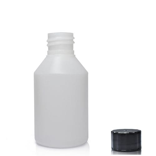 150ml Natural HDPE Round Bottle w blk cap