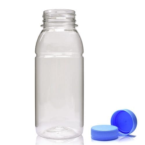 250ml Plastic juice bottle w L Blue cap
