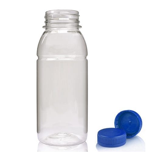 250ml Plastic juice bottle w blue cap
