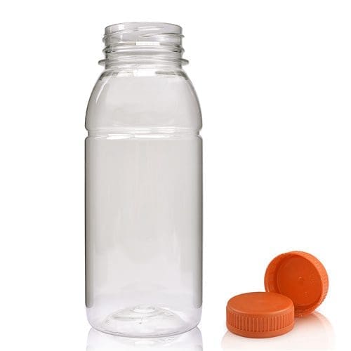 250ml Plastic juice bottle w orange cap