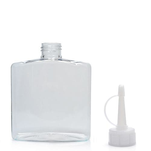 250ml Clear PET Rectangular Bottle & Spout Cap