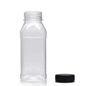250ml Square PET Plastic Juice Bottle w blk