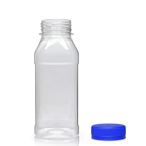 250ml Square PET Plastic Juice Bottle w blue c