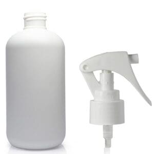 250ml White HDPE Plastic Bottle & Mini Trigger