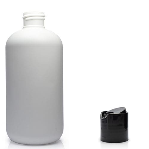 250ml White HDPE Plastic Bottle & Disc Top Cap