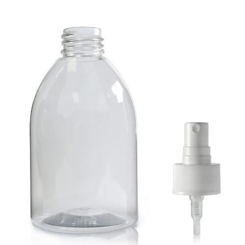 300ml PET round bottle with white spray