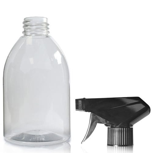 300ml Clear PET Round Bottle & Trigger Spray