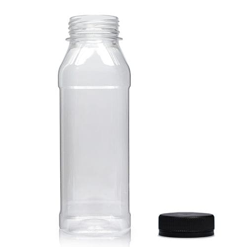 330ml Square PET Plastic Juice Bottle w blk