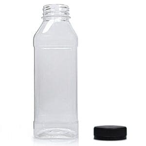 500ml square plastic juice bottle with black cap