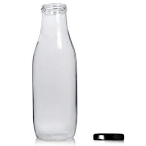 1000ML Glass juice bottle with black lid